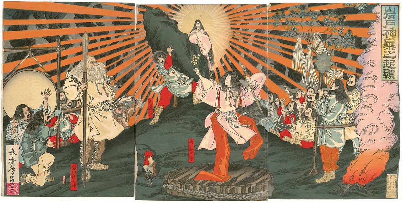 Ukiyo-e of the sun goddess Amaterasu emerging from the cave