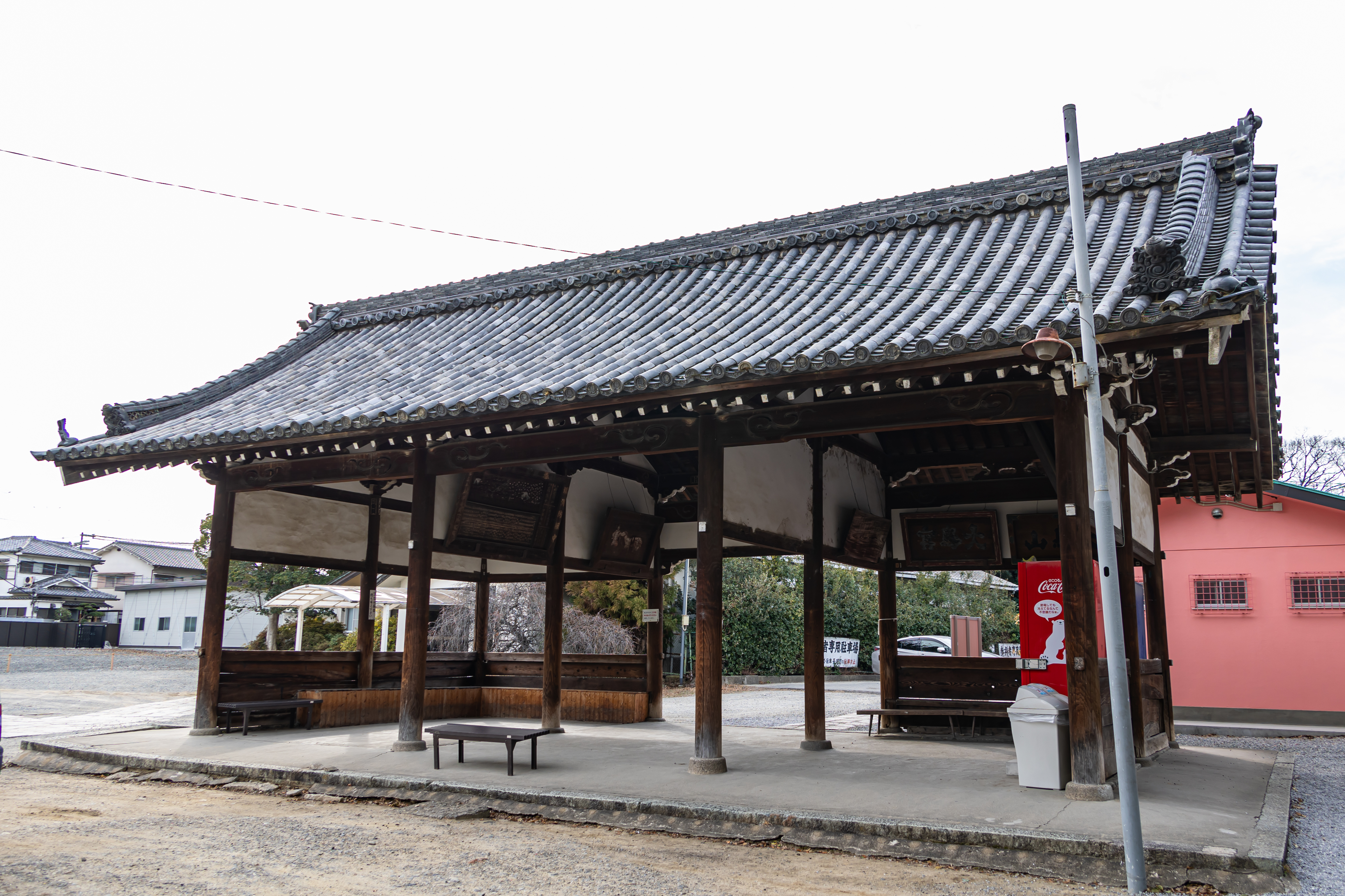Large old votive ema plaques displayed in the ema hall of Otori-taisha